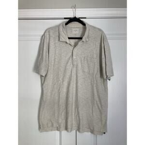 Billy Reid Mens XXL Polo Shirt Gray Beige Short Sleeve Collared Cotton Blend